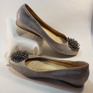 Alex Marie Meghann Silvery Flats with Faceted Bead Embellishment